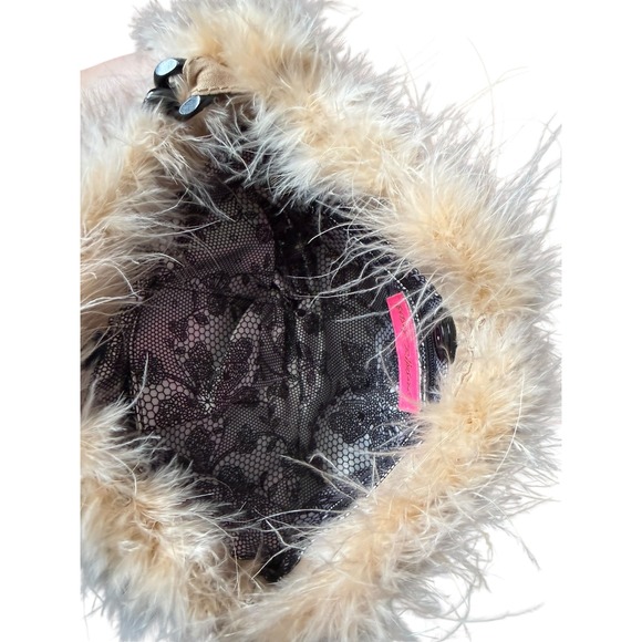 Betsey Johnson Y2K Feather Bag Pink Ombré Gunmetal Chain Glam Rock Princess - Picture 8 of 13